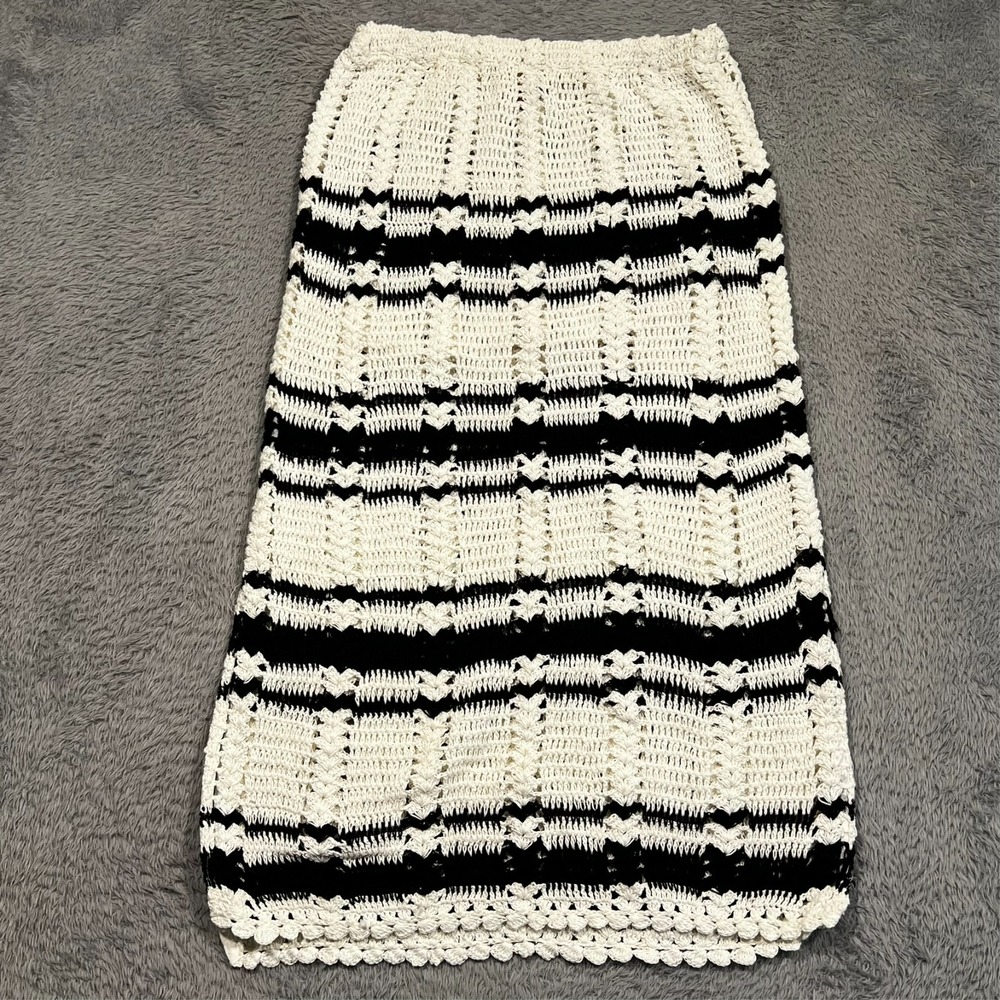 Free People‎ FP Beach Midi Skirt Crochet Cover Up Striped Pull On Women's XS